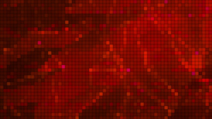 Red pixelated futuristic abstract molecular dot geometric space background animation, triangle shaped technology particle analysis themed illustration wallpaper