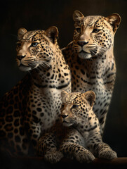 Fototapeta na wymiar portrait of a savage leopard family