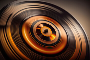 closeup of a golden vintage vinyl record. Generative AI