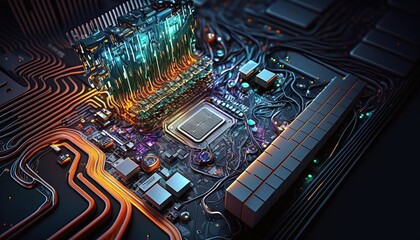 Fototapeta premium Data Processing Capacity of a Very Powerful CPU Generated by AI