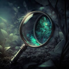 magnifying glass attention to detail concept. Generative ai.
