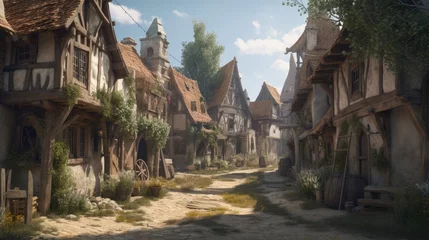 Keuken foto achterwand Fantasie landschap An illustration of the small medieval fantasy village. Medieval Fantasy