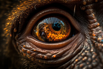Naklejka na ściany i meble Close-up finest detail of the monkey eye by Ai generated.