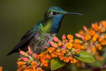 Shimmering Beauty: Golden-Tailed Sapphire Hummingbird Generative Ai