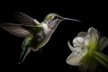 Fototapeta premium Shimmering Snowcap Hummingbird Generative AI