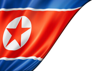 North Korean flag isolated on white banner