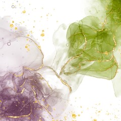 Abstract Alcohol Ink Watercolor Splash with Metallic Gold Background
