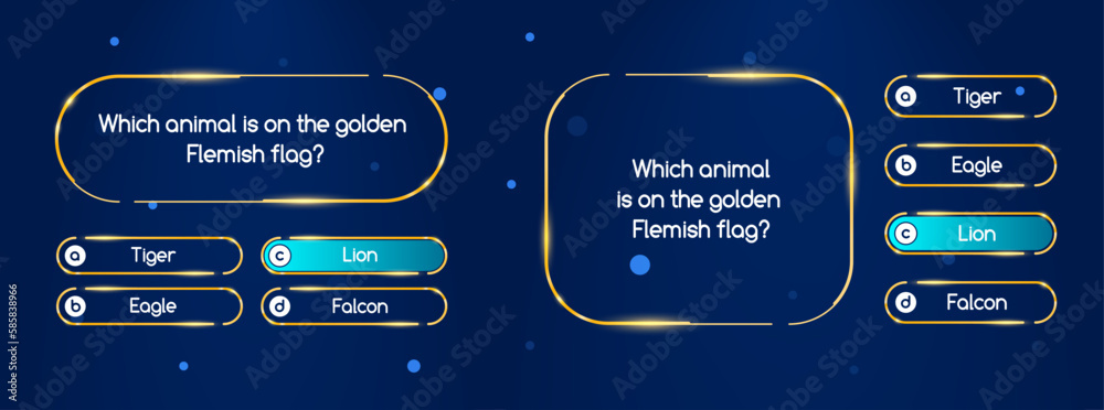 Wall mural quiz questions and test menu choice. vector interface of modern digital cognitive game for computer 