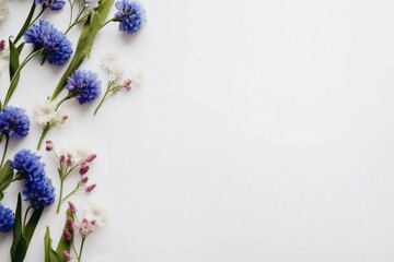 Spring flower frame on white background