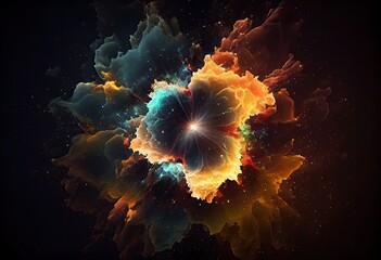 Obraz premium Creative abstract Particles background. Space nebula start burst. Generate Ai.