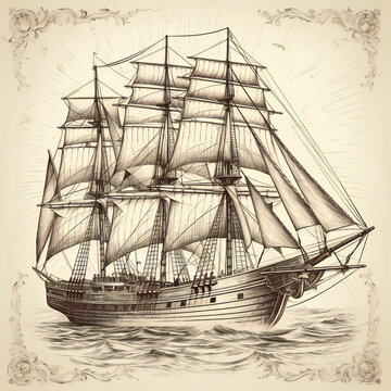 weathered wooden ship, testament to maritime history, generative AI
