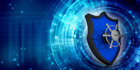Security shield 3d rendering illustration