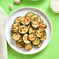 Grilled zucchini on plate