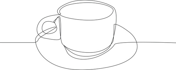 One single line drawing of a cup of coffee for enjoy life. Electricity kitchenware tools concept. Dynamic continuous line graphic draw design illustration.