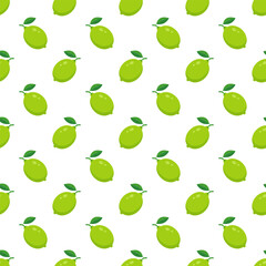 Lime with green leaves, slice citrus white background.