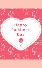 母の日　カーネーション模様の背景とハートを組み合わせた母の日のバナー　英語