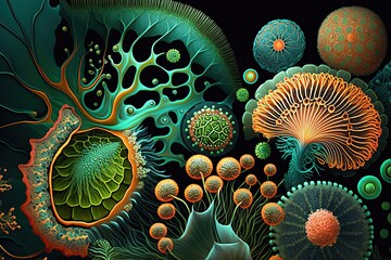 microscopic diatoms sea flowers Haeckel inspiration generative ai