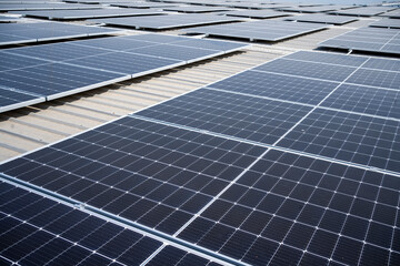 photovoltaic panels which installed on the rooftop of the building