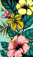 Exotic flower pattern illustration. Created using generative AI tools