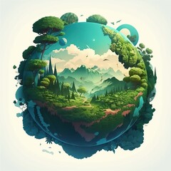 Illustration of the planet Earth. Created using generative AI tools