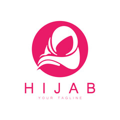 simple muslimah hijab logo template vector illustration design-vector