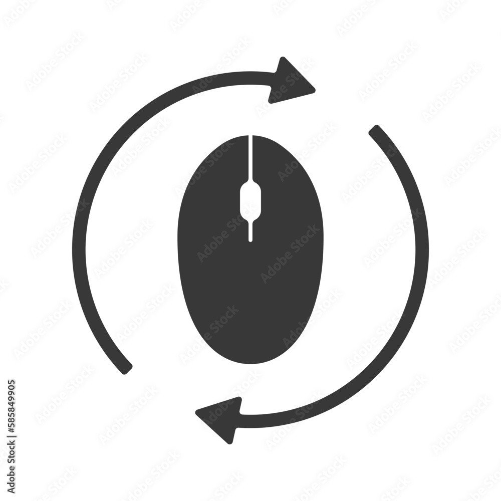 Poster scrolling mouse cursor vector. mouse rotation icon for pc. flipping in different directions vector.