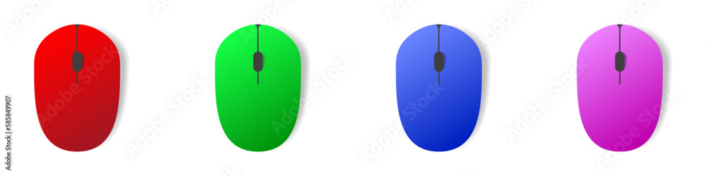 Poster computer mouse icons vector. left and right click vector. icons set of pressing different mouse butt