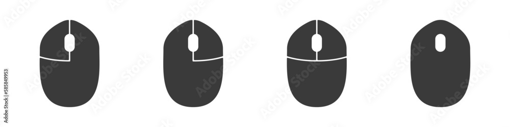 Poster computer mouse icons vector. left and right click vector. icons set of pressing different mouse butt