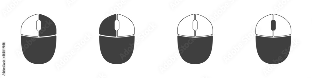 Poster computer mouse icons vector. left and right click vector. icons set of pressing different mouse butt