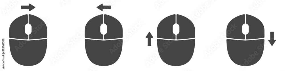 Poster computer mouse icons vector. left and right click vector. icons set of pressing different mouse butt