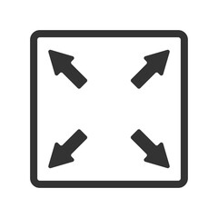 Stretch increase vector. Four arrows in different directions vector icon. Black arrows in square vector.