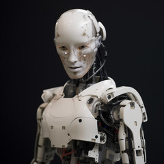 Generative ai illustration sci-fi futuristic humanoid robot.