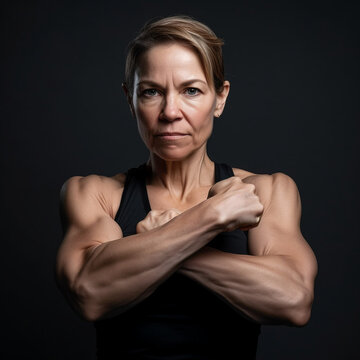 Generative ai strong and proud mature woman bodybuilder