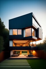 modern house in the evening