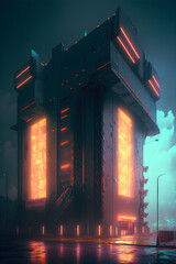 Credible_futuristic_cyberpunk_building_neon_cinematic_