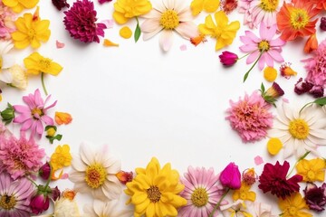 Fototapeta na wymiar Spring flower frame on white background