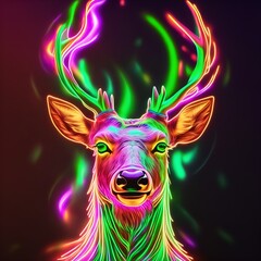 Neon deer - created with generative AI technology