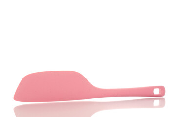 One silicone pastry knife, macro, isolated on white background.