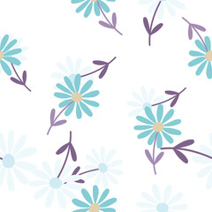 Aster flower seamless pattern. Little chamomile floral ornament wallpaper.