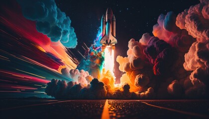 Spaceship launch into open space