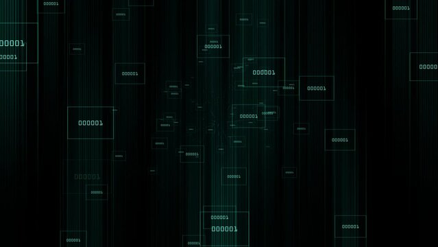 Matrix hexadecimal data flowing in cyberspace animation 