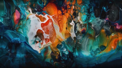 Abstract background that highlights the synergy between vibrant colors and mesmerizing liquid fluid textures - Generative AI
