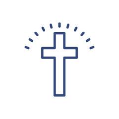 cross icon. Thin line cross icon from happy easter collection. Outline vector isolated on white background. Editable cross symbol can be used web and mobile