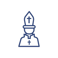 pope icon. Thin line pope icon from happy easter collection. Outline vector isolated on white background. Editable pope symbol can be used web and mobile