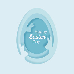 Happy easter background and wallpaper egg with bunny blue, card celebration, vector