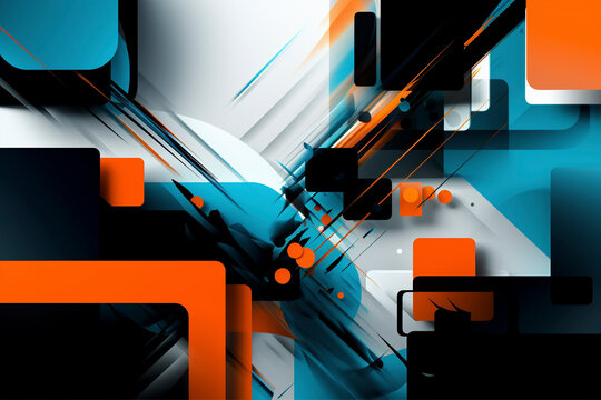 Abstract 3d orange and blue fractal background - Generative Ai