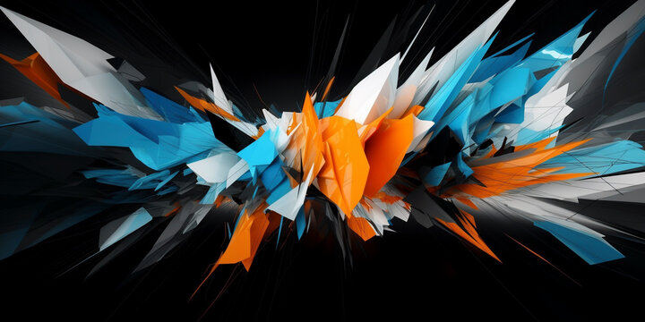 Abstract orange and blue splash background with space - Generative Ai