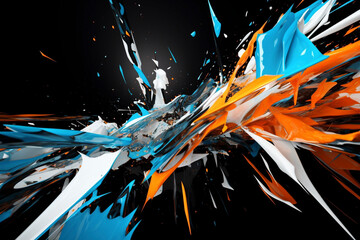 Abstract orange and blue splash background with space - Generative Ai