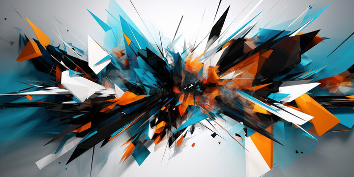 Abstract orange and blue splash background with space - Generative Ai