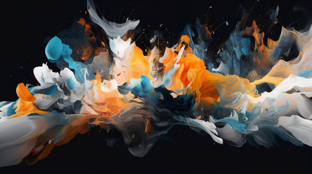 Abstract orange and blue splash background with space - Generative Ai